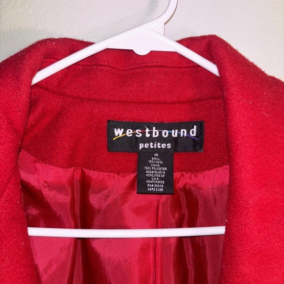 Westbound Women's Jacket Pea Coat Petite Size 14 100% Wool Cardinal Red - Picture 3 of 4